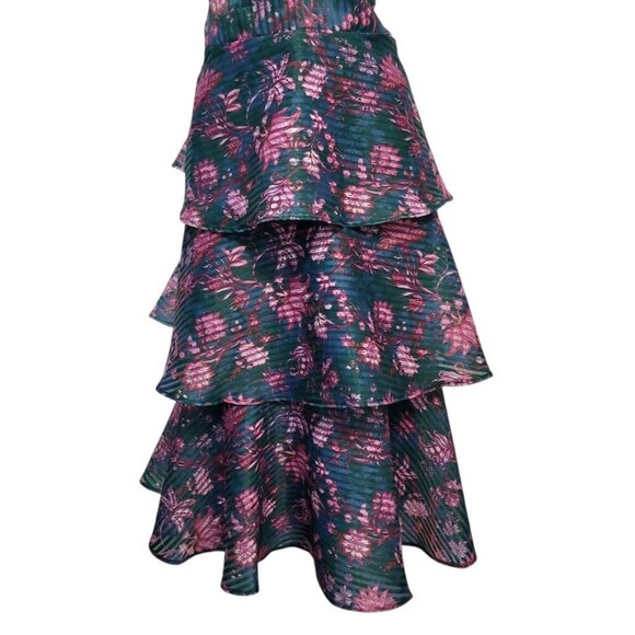 MARCHESA NOTTE Floral Tiered Fit & Flare Dress - Picture 5 of 14